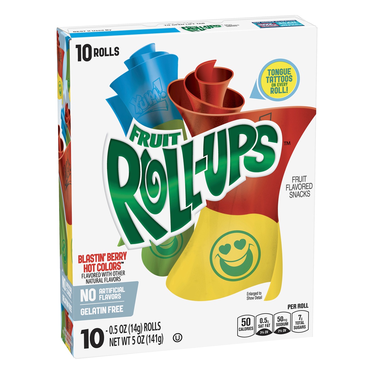 Fruit Roll-Ups Blastin' Berry Hot Colors Fruit Flavored Snacks 10 0.5 ...