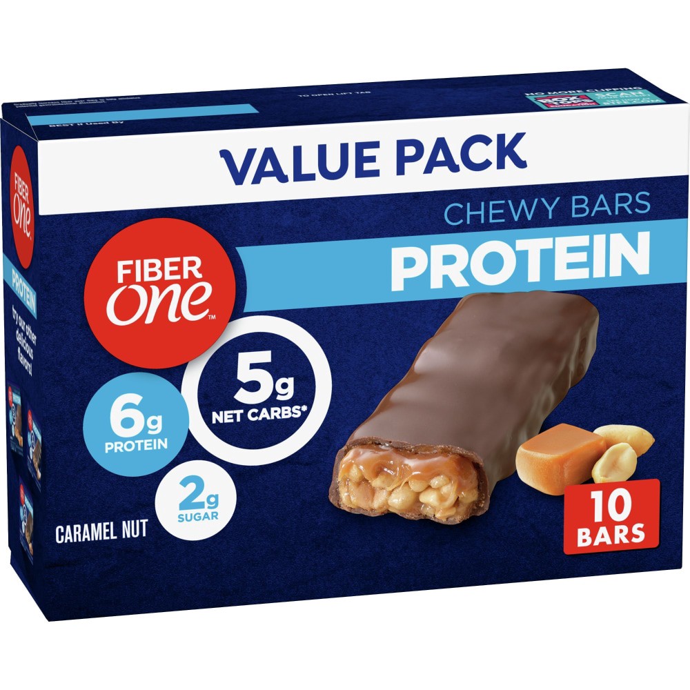 slide 2 of 2, Fiber One Chewy Caramel Nut Protein Snack Bars, Value Pack, 10 Count, 10 ct