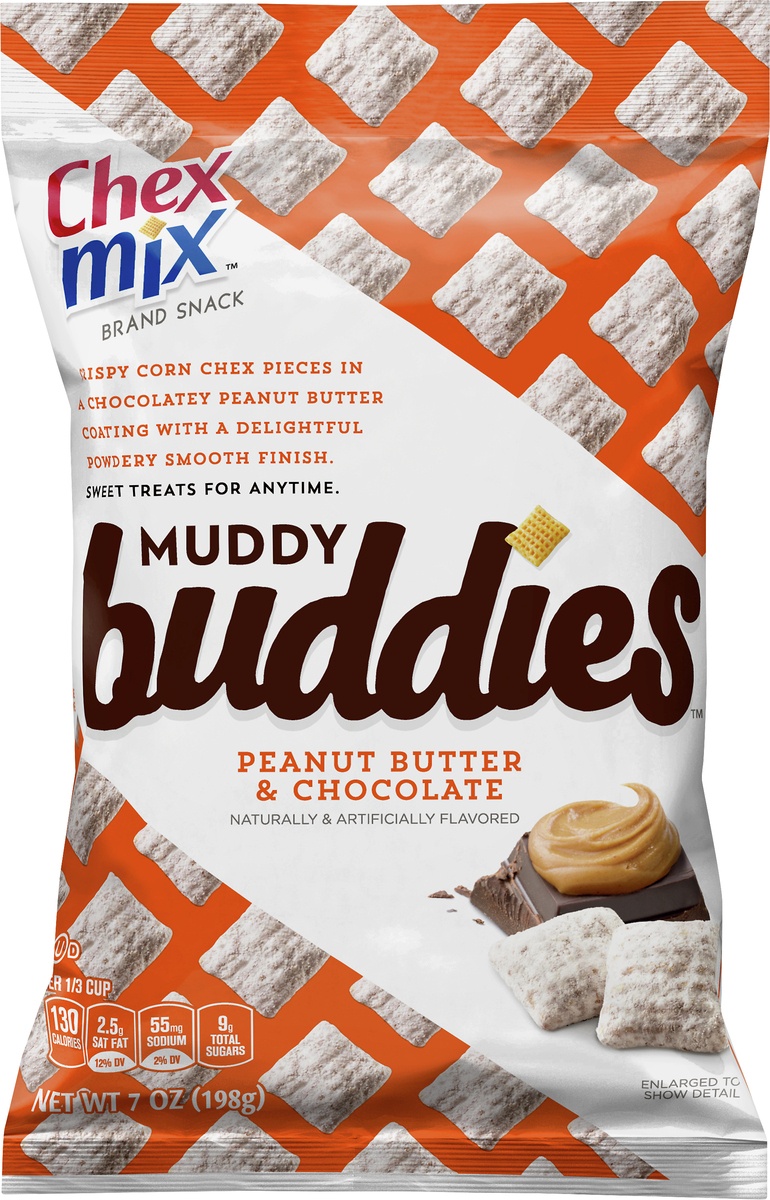 slide 8 of 10, Chex Mix Muddy Buddies, Peanut Butter and Chocolate Snack Mix, 7 oz, 7 oz
