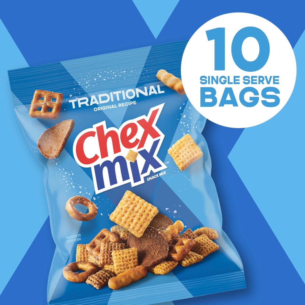 slide 2 of 6, Chex Mix Snack Mix, Traditional Original Recipe, Multipack, Pub Mix Snack Bags, 10 Ct, 17.5 oz, 10 ct