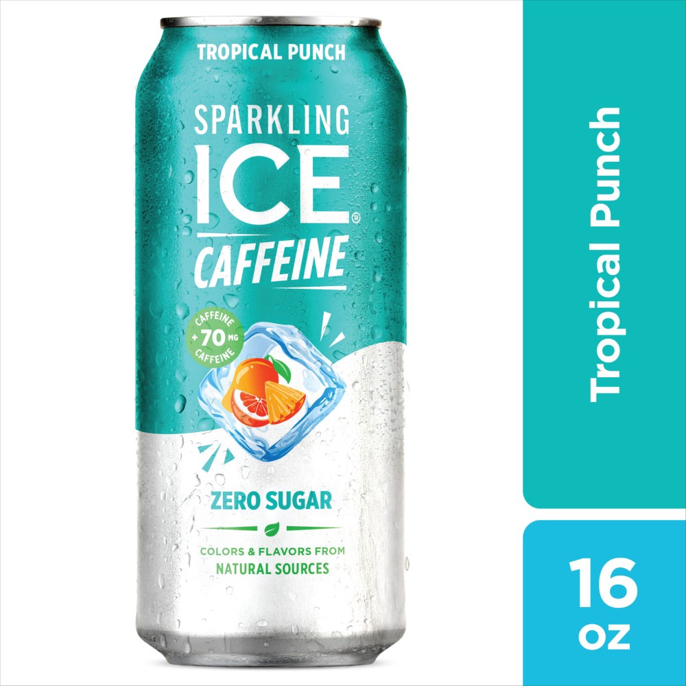 slide 2 of 6, Sparkling ICE +Caffeine Zero Sugar Tropical Punch Sparkling Water 16 oz, 16 oz