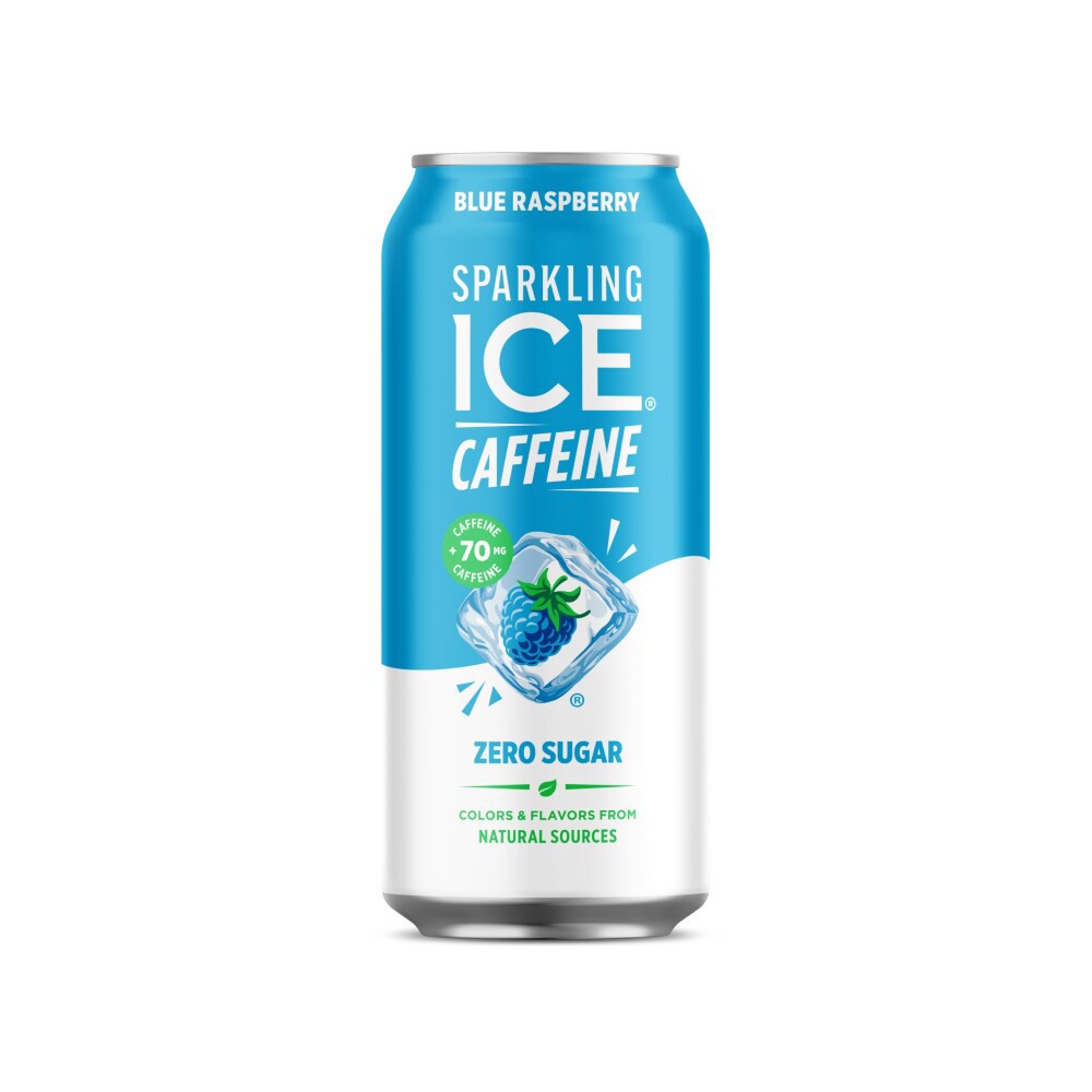 slide 2 of 4, Sparkling ICE +Caffeine Zero Sugar Blue Raspberry Sparkling Water 16 oz, 16 oz