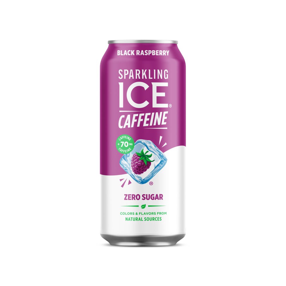slide 3 of 4, Sparkling ICE +Caffeine Zero Sugar Black Raspberry Flavored Sparkling Water 16 fl oz, 16 oz
