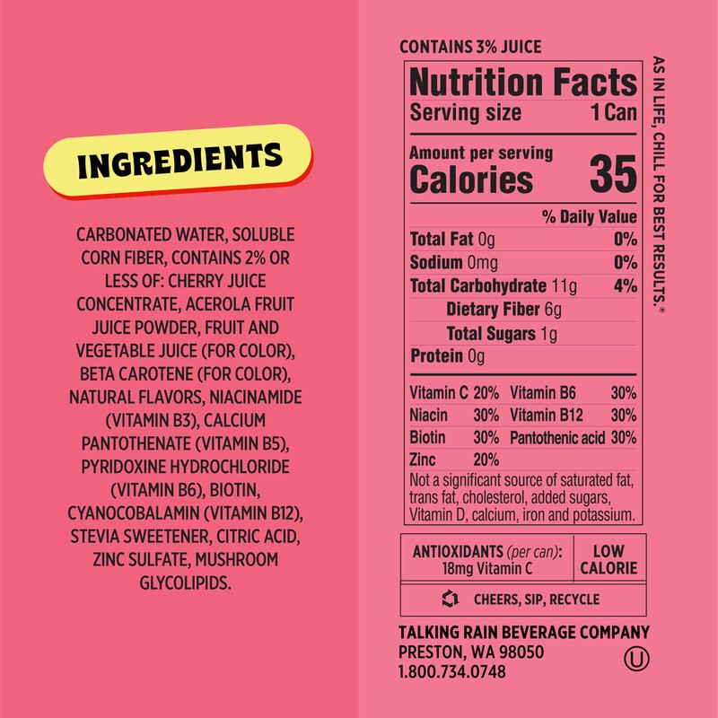 slide 2 of 4, Popwell Cherry Citrus Prebiotic Soda 12 fl oz, 12 fl oz