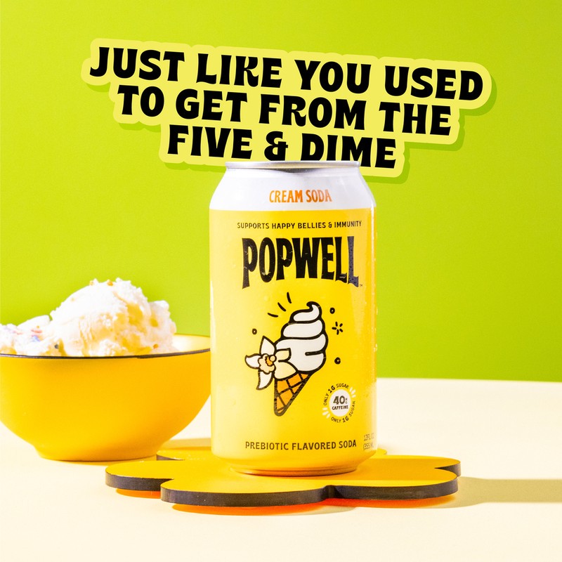 slide 5 of 5, Popwell Cream Soda Caffeinated Soda 12oz Can, 12 oz