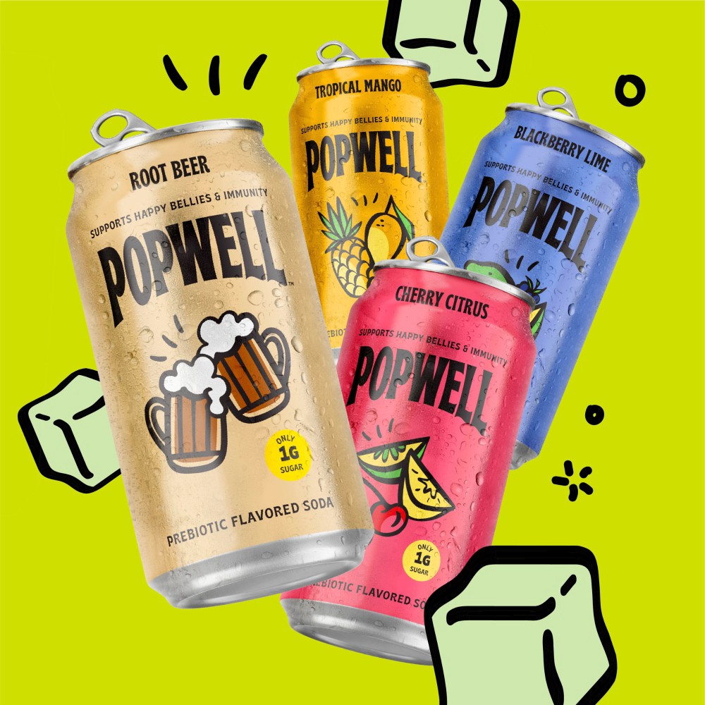 slide 2 of 5, Popwell™ Root Beer Prebiotic Soda Can, 7.5 fl oz