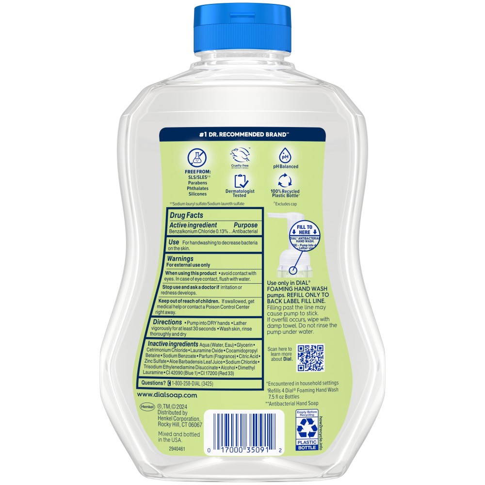slide 5 of 6, Dial Antibacterial Foaming Hand Wash Refill, Soothing White Tea, 30 Ounce, 30 fl oz