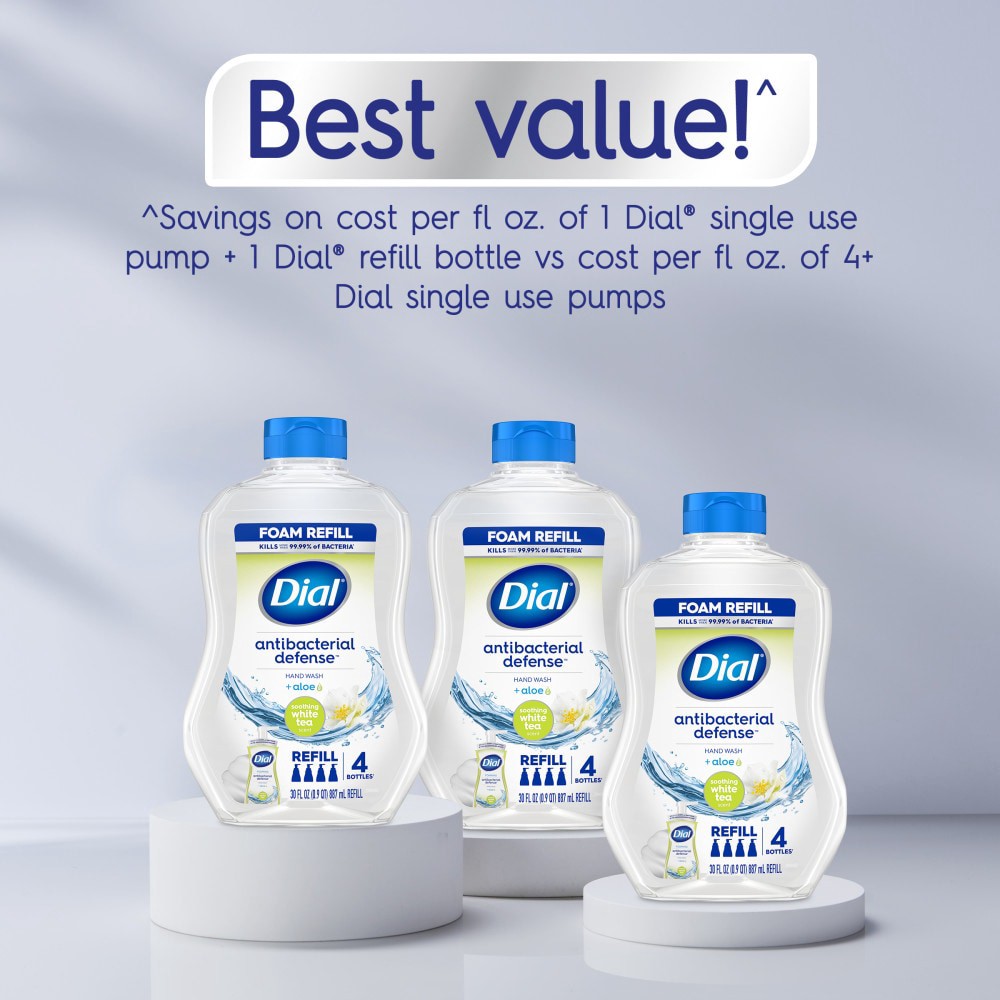 slide 3 of 6, Dial Antibacterial Foaming Hand Wash Refill, Soothing White Tea, 30 Ounce, 30 fl oz