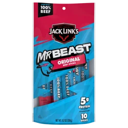 Jack Link's's x MrBeast Original Beef Sticks, 9.2 oz, 10 Pack of 0.92 oz Meat Sticks