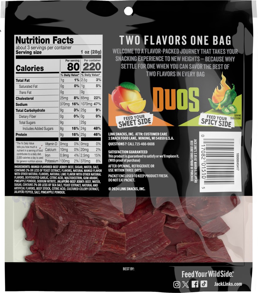 slide 2 of 2, Jack Link's Duos Mango/Jalapeno Beef Sticks 2.85 oz, 2.85 oz