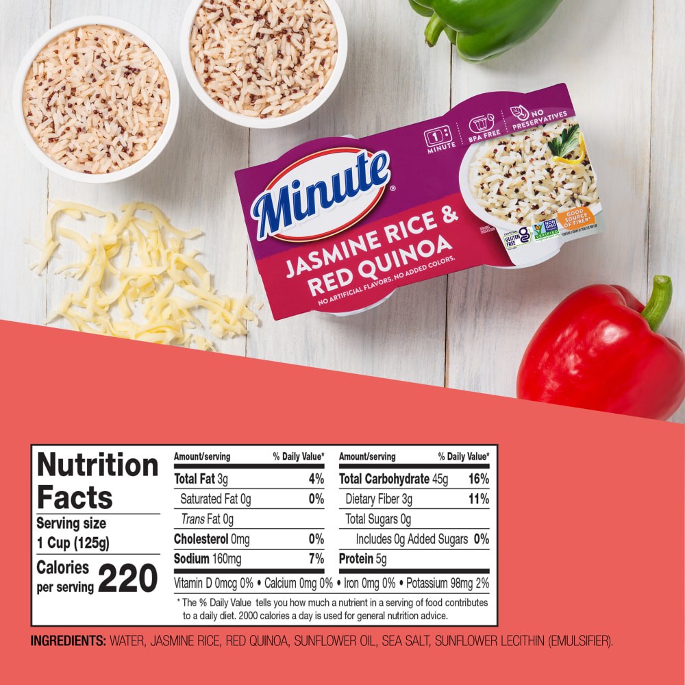 slide 6 of 6, Minute Rice Gluten Free Jasrc&Redquinoa, 8.8 oz