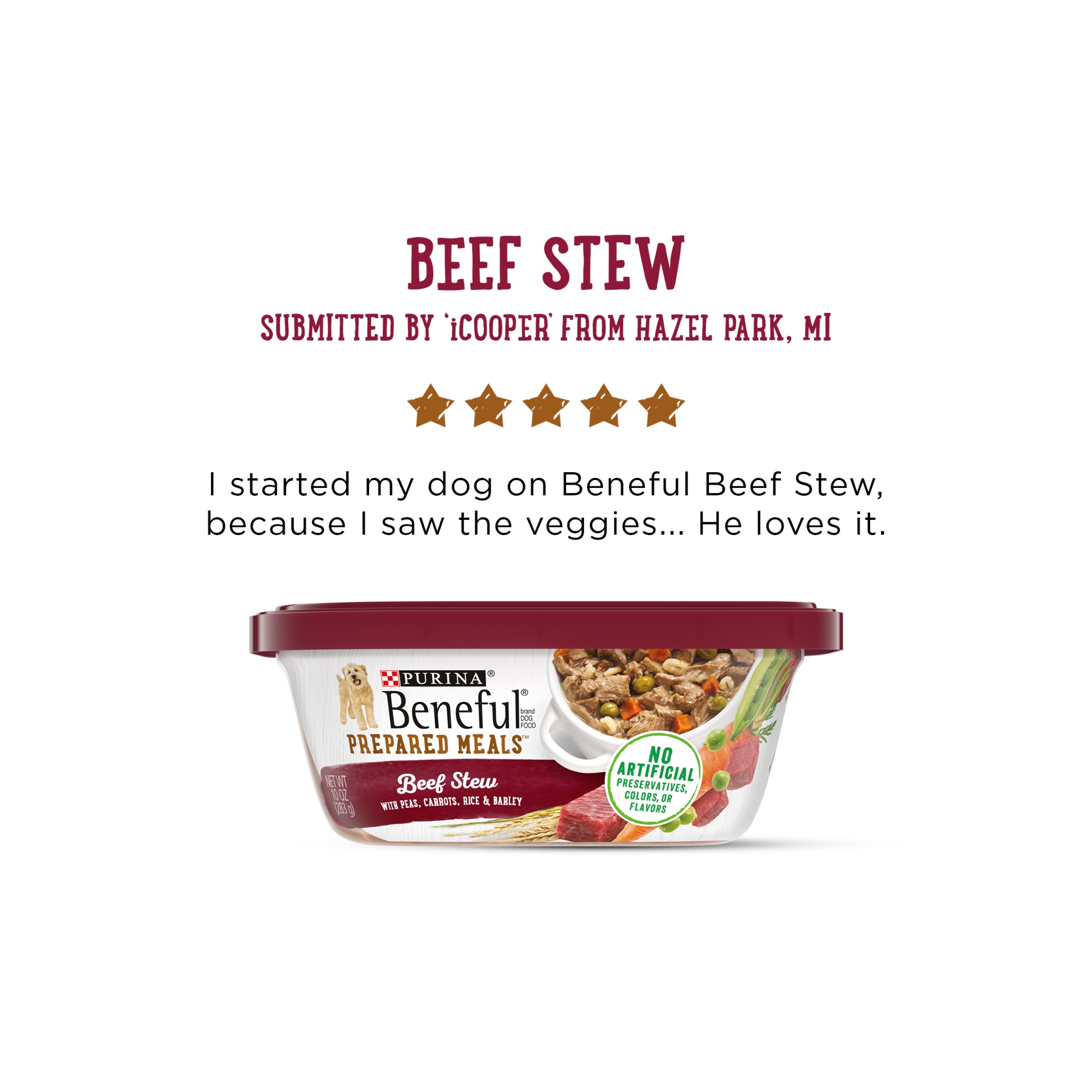slide 2 of 7, Purina Beneful Prepared Meals Beef Stew Dog Food, 10 oz