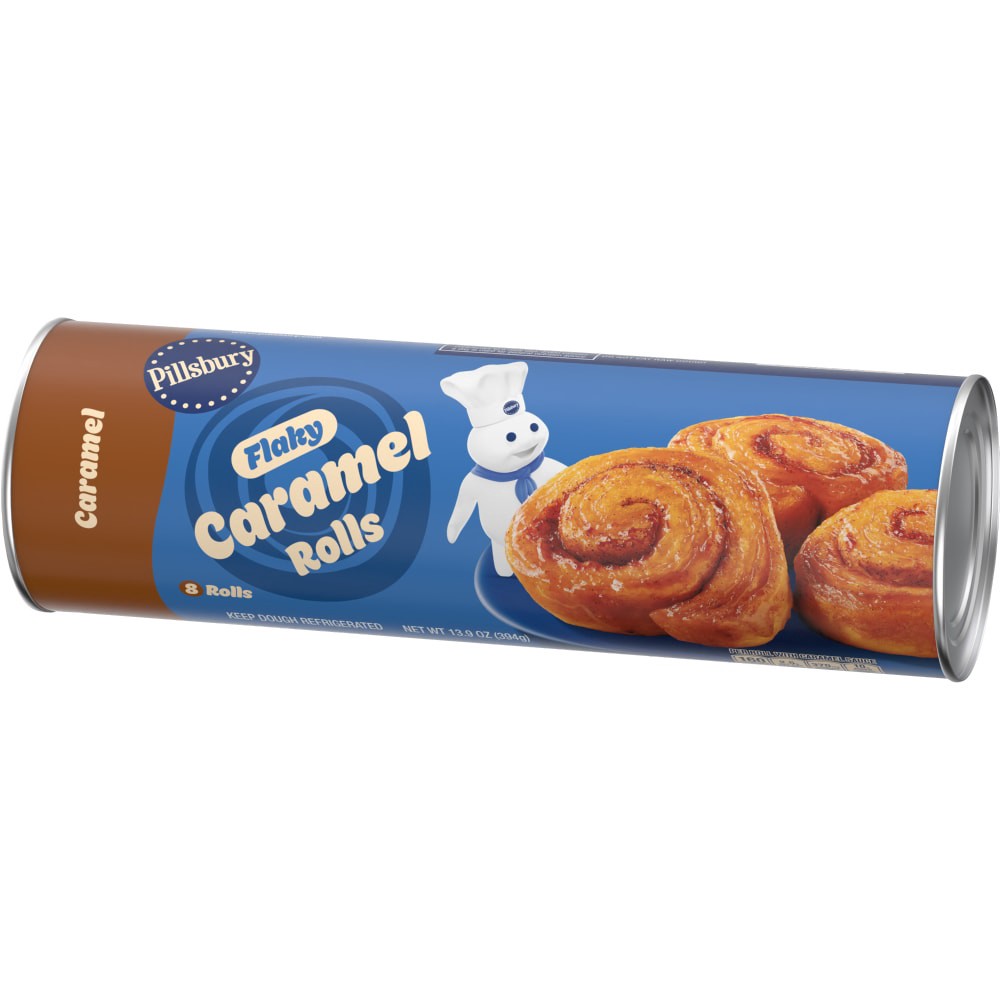 slide 2 of 6, Pillsbury Flaky Caramel Rolls, Refrigerated Canned Pastry Dough, 8 Ct, 13.9 oz, 8 ct
