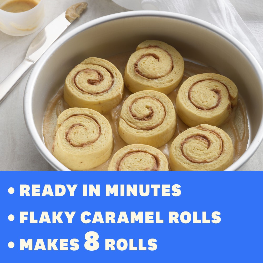 slide 2 of 6, Pillsbury Flaky Caramel Rolls, Refrigerated Canned Pastry Dough, 8 Ct, 13.9 oz, 8 ct