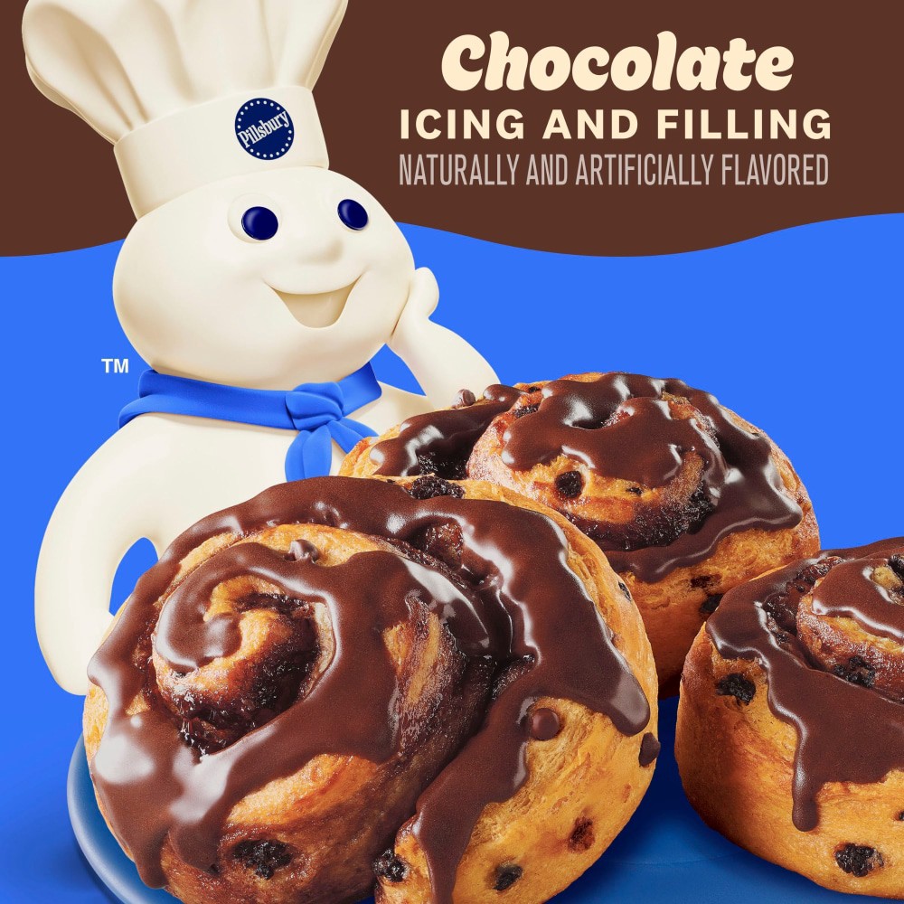 slide 6 of 6, Pillsbury Flaky Chocolate Rolls with Icing, Refrigerated Canned Pastry Dough, 8 Ct, 13.9 oz, 8 ct