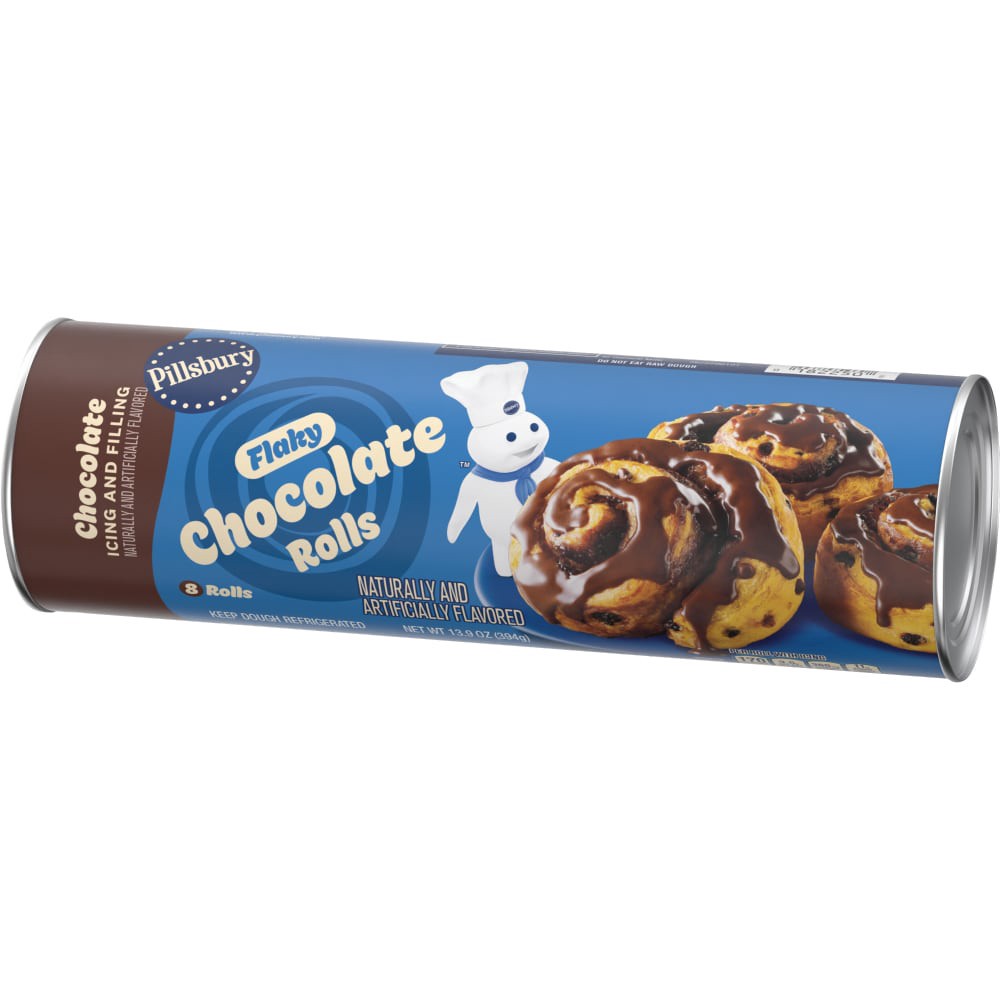 slide 5 of 6, Pillsbury Flaky Chocolate Rolls with Icing, Refrigerated Canned Pastry Dough, 8 Ct, 13.9 oz, 8 ct