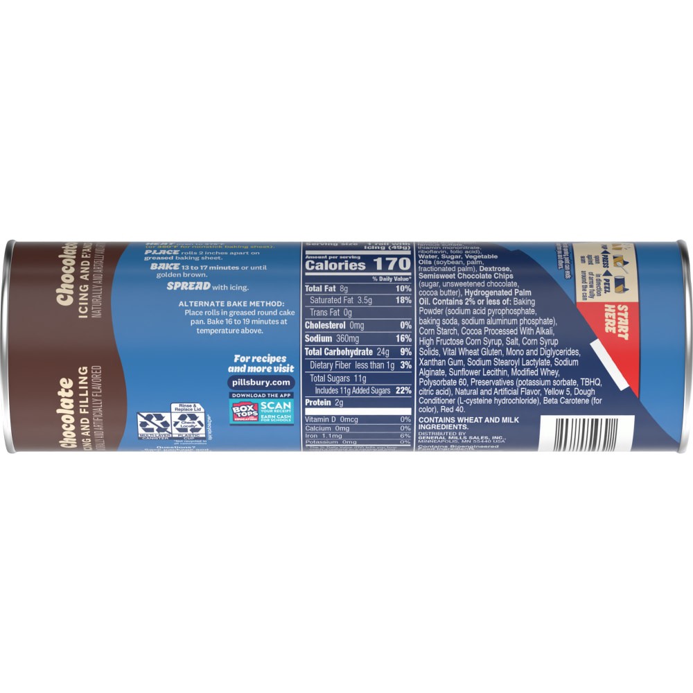slide 4 of 6, Pillsbury Flaky Chocolate Rolls with Icing, Refrigerated Canned Pastry Dough, 8 Ct, 13.9 oz, 8 ct