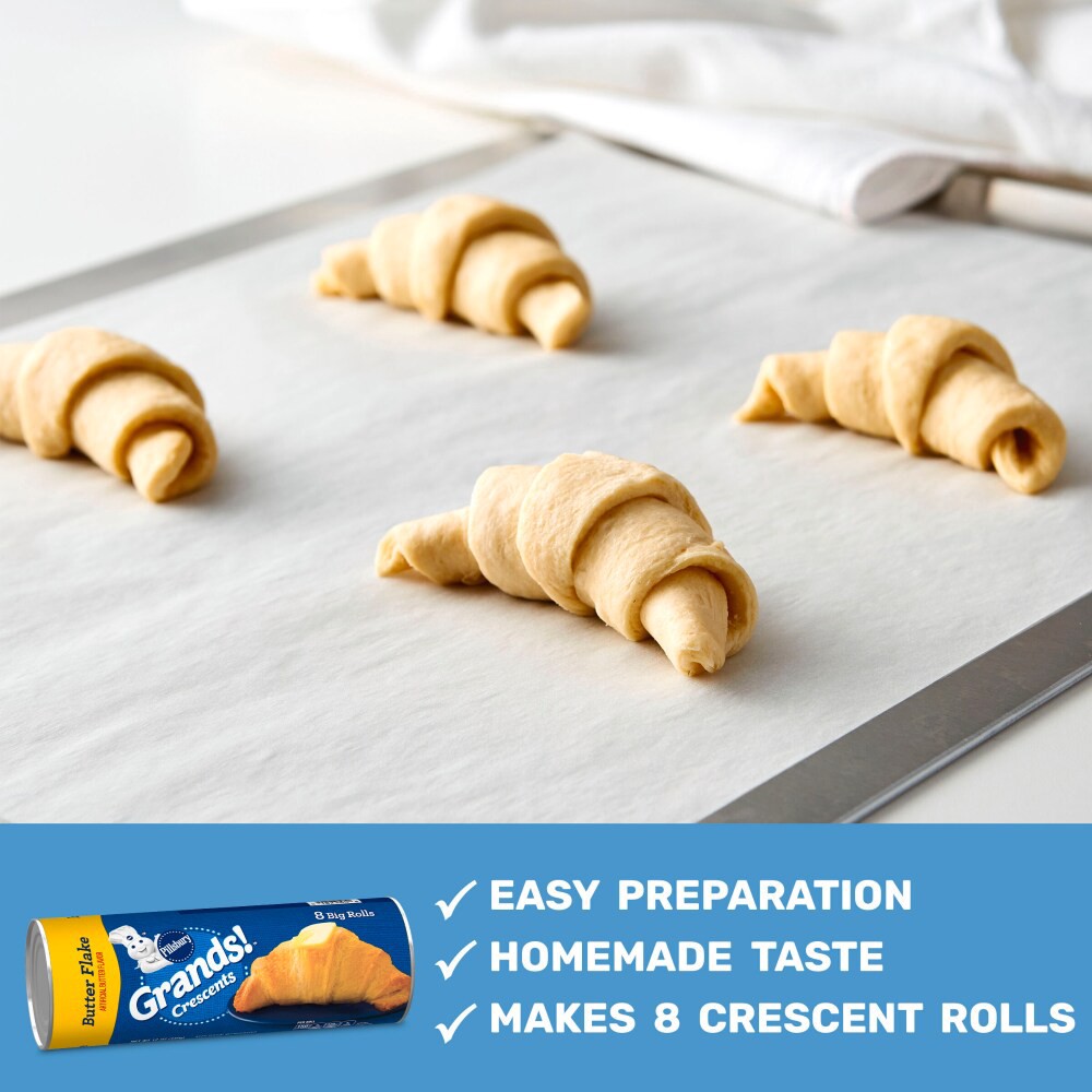slide 4 of 6, Pillsbury Grands Crescent Rolls, Butter Flake Refrigerated Canned Pastry Dough, Easter Bread, 8 Ct, 12 oz, 8 ct