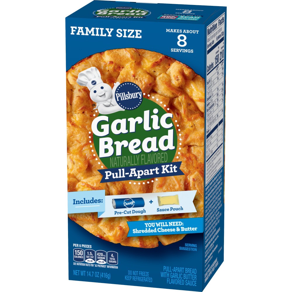 slide 3 of 6, Pillsbury Pull-Apart Kit, Garlic Bread Dough and Sauce, 14.7 oz., 14.7 oz