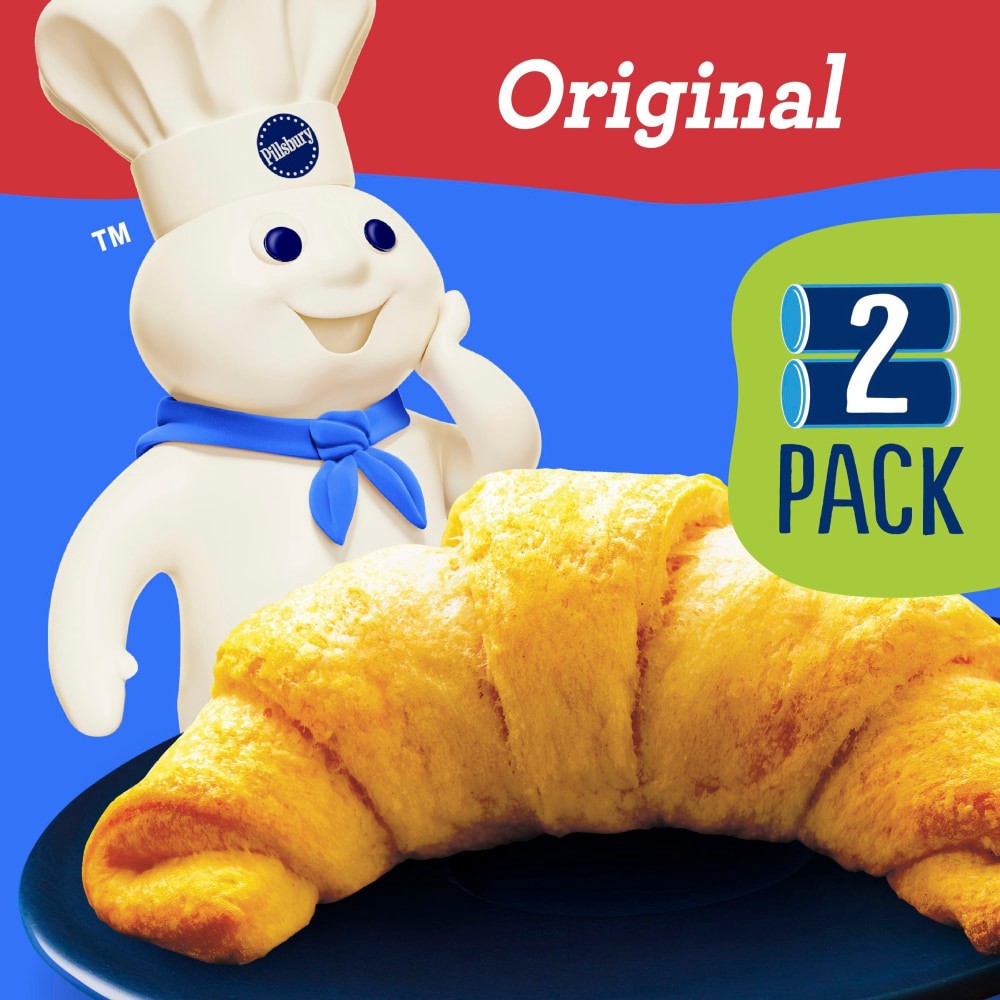 slide 4 of 5, Pillsbury Crescent Rolls, Original Refrigerated Canned Pastry Dough, Value 2-Pack, 16 Rolls, 16 oz, 2 ct
