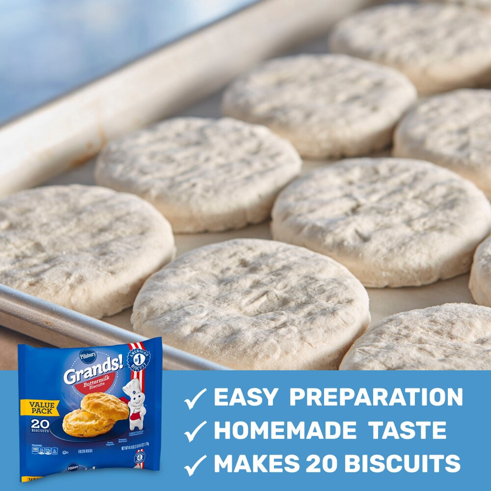 slide 6 of 6, Pillsbury Grands! Buttermilk Biscuits Frozen Dough, Value Pack, 20 ct., 41.6 oz., 20 ct / 2.08 oz, 20 ct