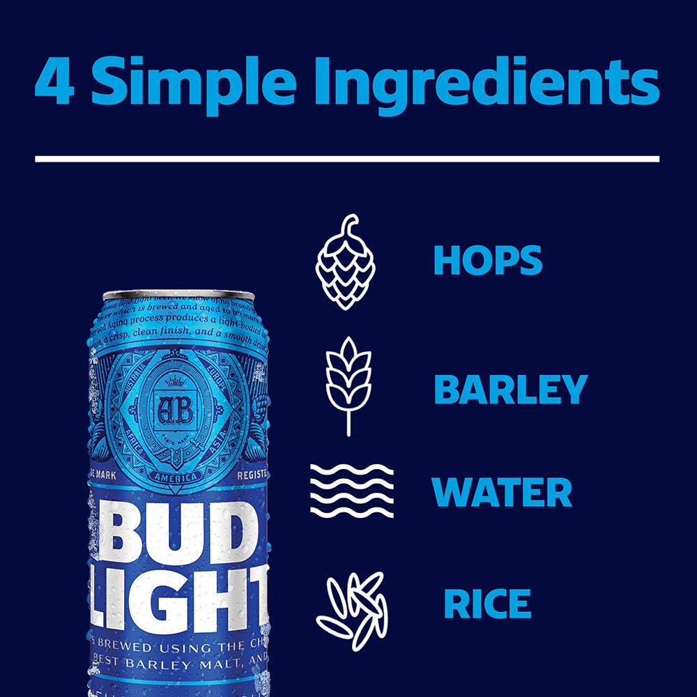 slide 5 of 6, Bud Light Beer, 16 Fl Oz Cans, 4.2% ABV, 6 fl oz