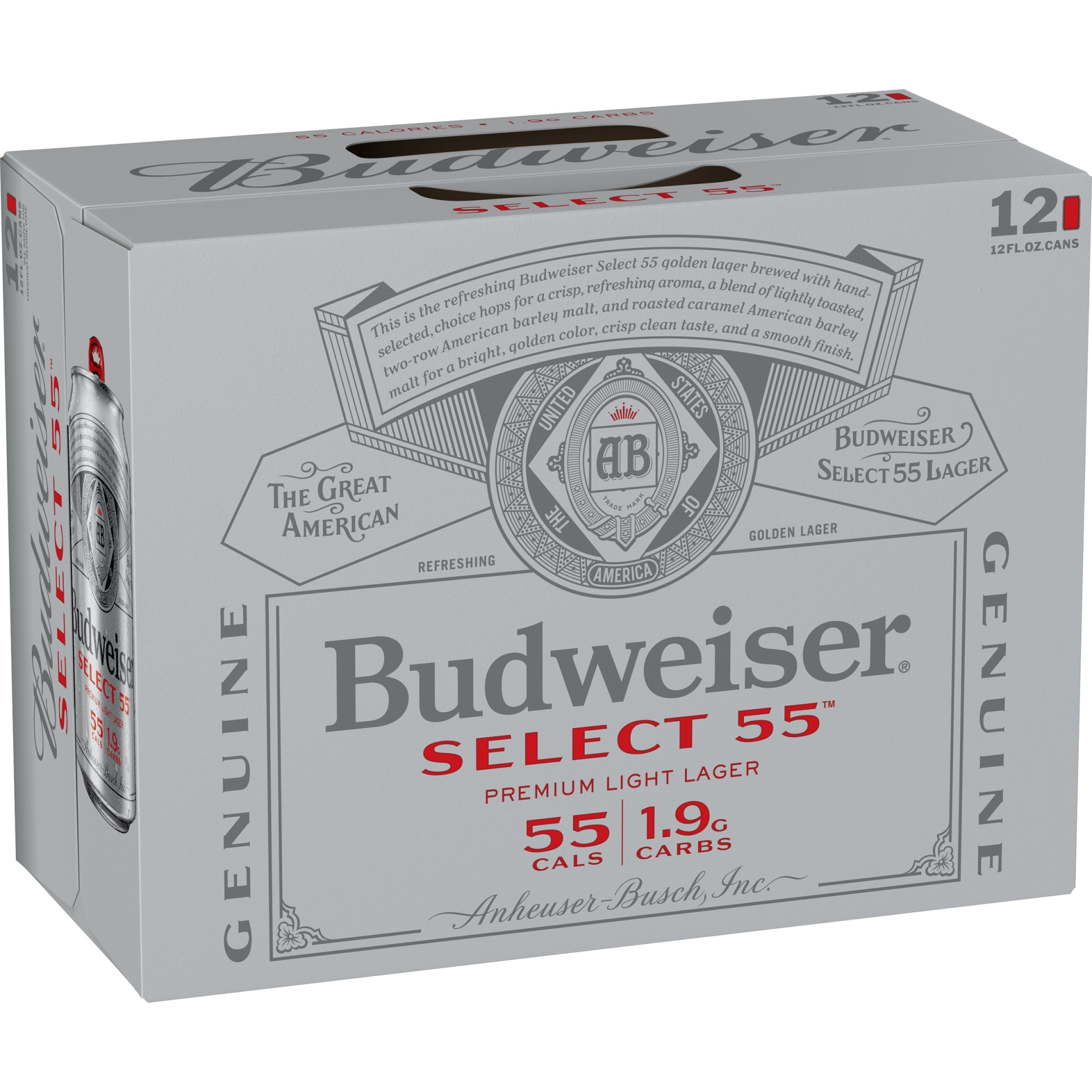 slide 3 of 3, Budweiser Select 55 Premium Light Lager Beer 12 ea, 12 ct; 12 fl oz