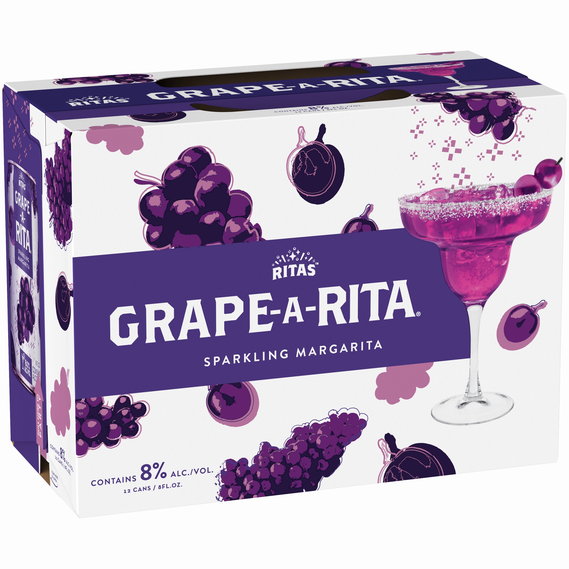 slide 2 of 3, Ritas Grape-A-Rita Sparkling Margarita, 8% ABV, 12 ct; 8 fl oz