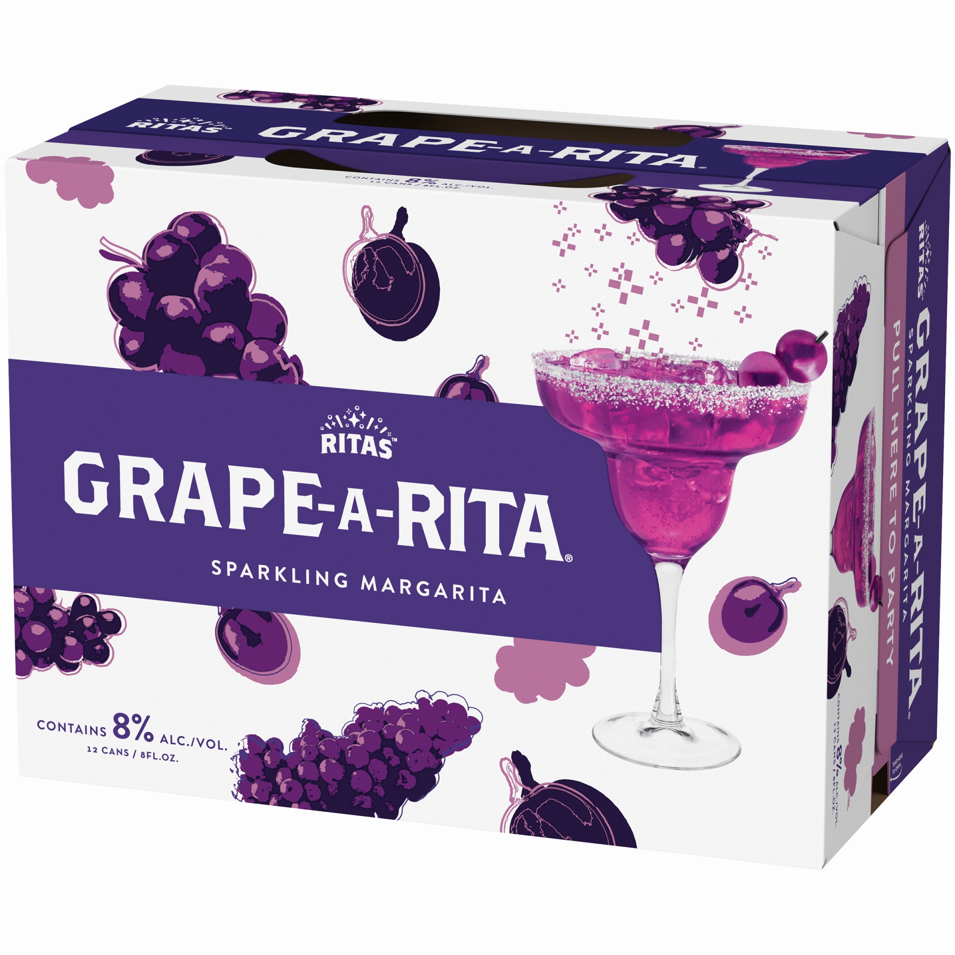 slide 3 of 3, Ritas Grape-A-Rita Sparkling Margarita, 8% ABV, 12 ct; 8 fl oz