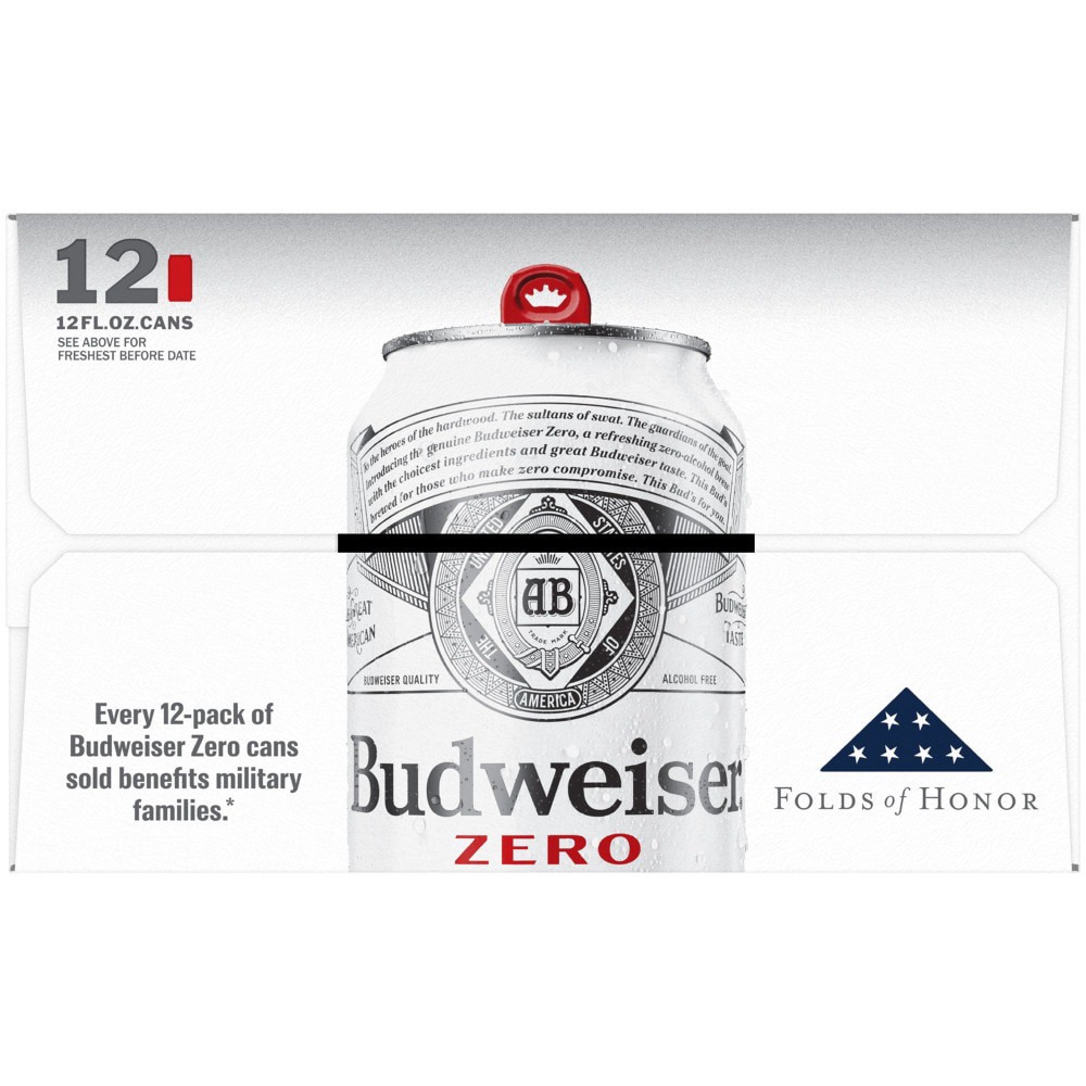 slide 3 of 6, Budweiser Zero Beer, 12 Pack 12 fl. oz. Cans, 12 ct; 12 fl oz