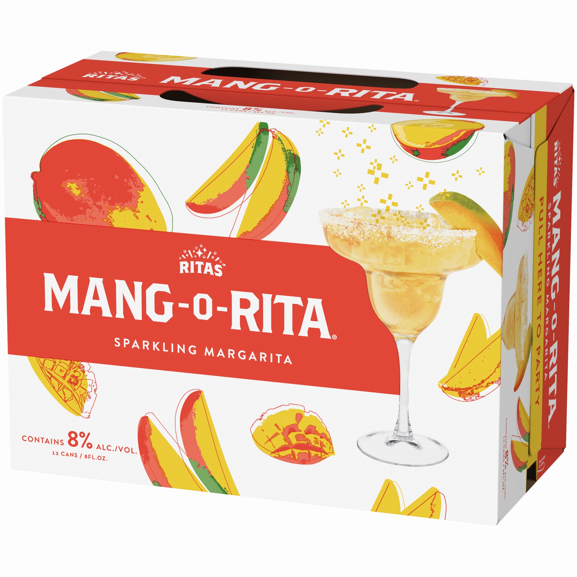 slide 3 of 3, Ritas Mang-O-Rita Sparkling Margarita, 8.0% Alc./Vol., 8% ABV, 12 ct; 8 oz