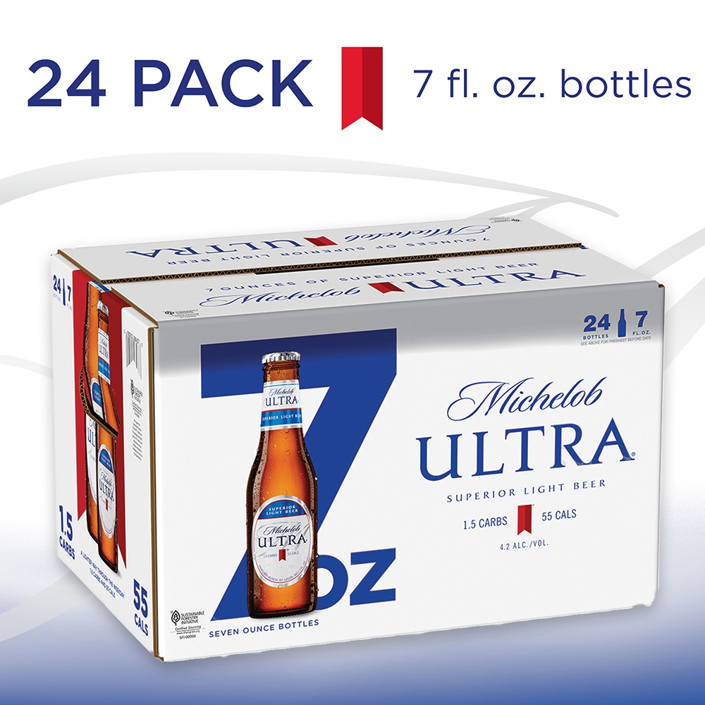 slide 6 of 8, Michelob ULTRA Light Beer, 24 Pack Beer, 7 FL OZ Bottles, 24 ct