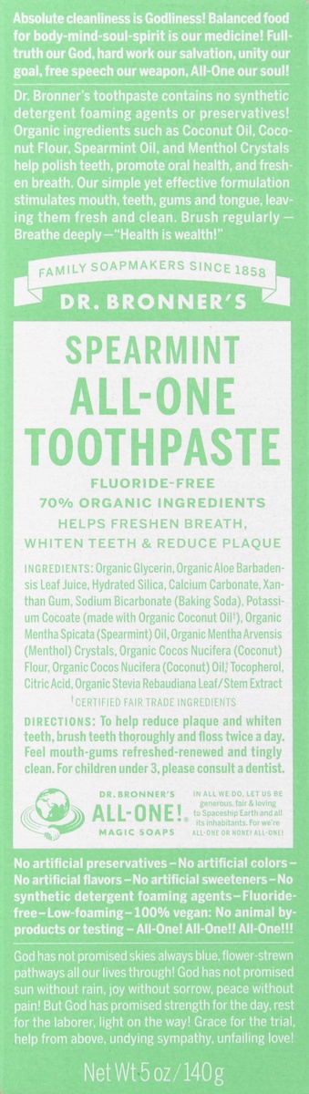 slide 6 of 9, Dr. Bronner's Toothpaste Spearmint, 5 oz