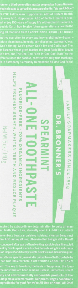 slide 8 of 9, Dr. Bronner's Toothpaste Spearmint, 5 oz