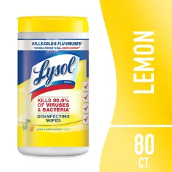 Lysol Disinfectant Wipes, Multi-Surface Antibacterial Cleaning Wipes, For Disinfecting and Cleaning, Lemon and Lime Blossom, 80 Count