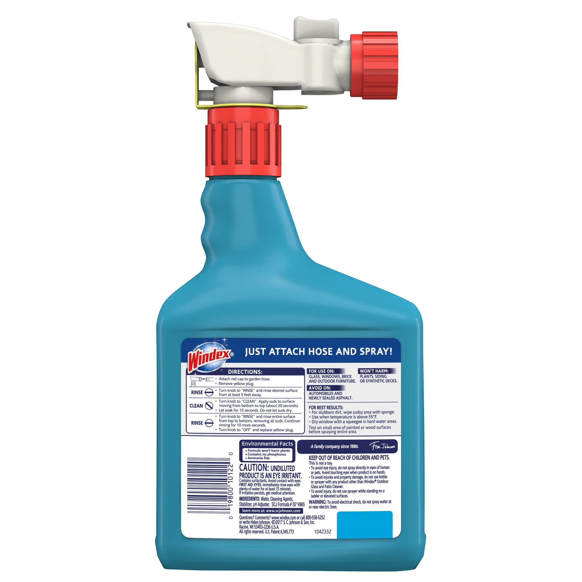 slide 2 of 7, Windex Outdoor Window Cleaner, Concentrated Cleaning Sprayer for Garden Hose, 32 fl oz, 32 fl oz