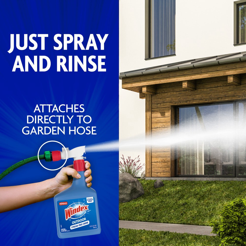 slide 4 of 6, Windex Outdoor Window Cleaner, Concentrated Cleaning Sprayer for Garden Hose, 32 fl oz, 32 fl oz