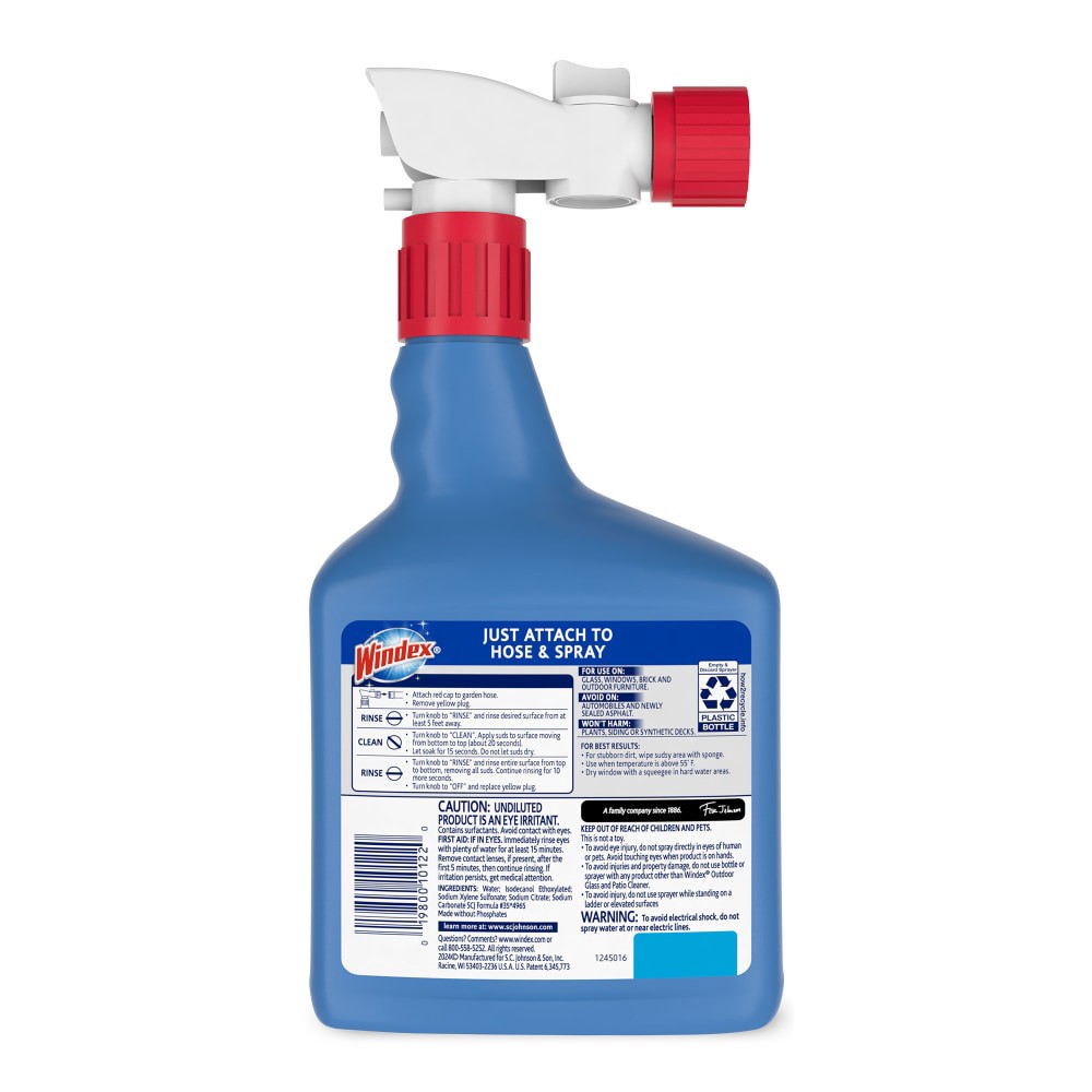 slide 2 of 2, Windex Outdoor Window Cleaner, Concentrated Cleaning Sprayer for Garden Hose, 32 fl oz, 32 fl oz