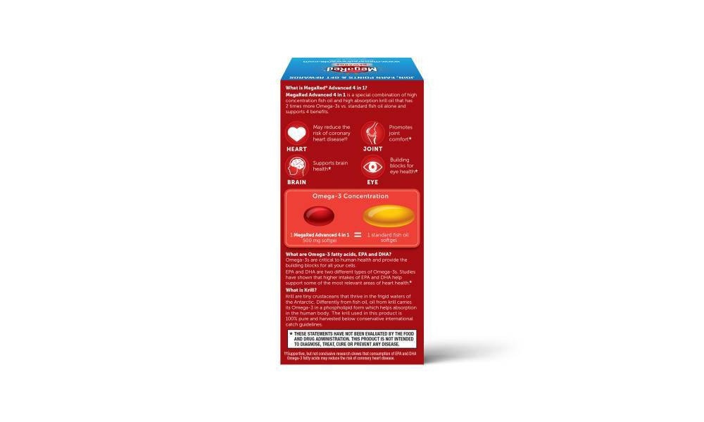 slide 3 of 5, MegaRed Advanced 4in1 500mg, 40 Softgels, 40 ct