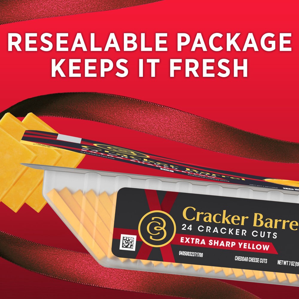 slide 2 of 5, Cracker Barrel Cracker Cuts Extra Sharp Yellow Cheddar Cheese Slices, 24 ct Tray, 24 ct