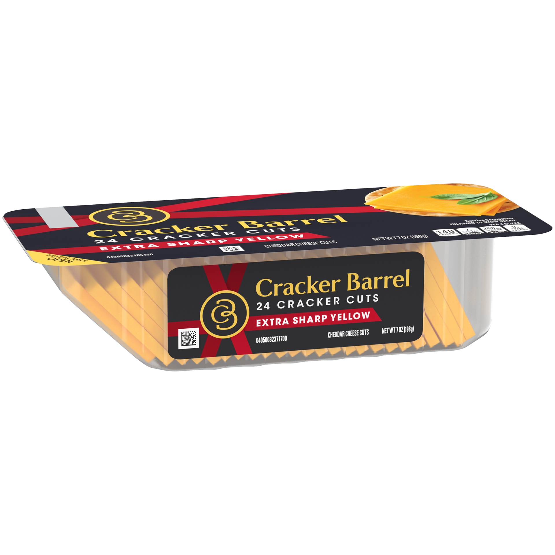 slide 3 of 5, Cracker Barrel Cracker Cuts Extra Sharp Yellow Cheddar Cheese Slices, 24 ct Tray, 24 ct