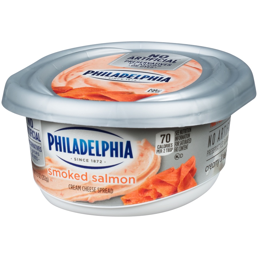 slide 6 of 8, Philadelphia Smoked Salmon Cream Cheese Spread Tub, 7.5 oz