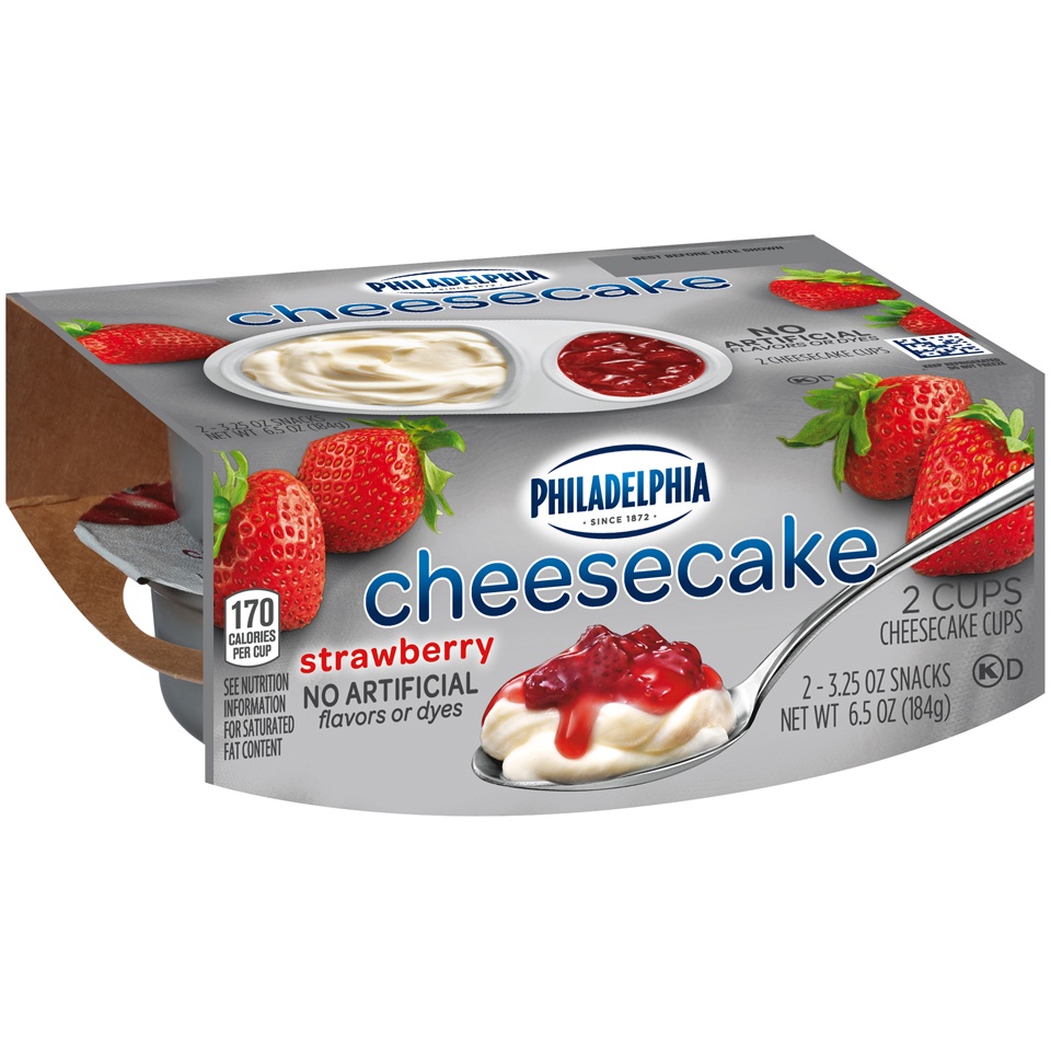 slide 1 of 1, Philadelphia Strawberry Cheesecake Snack Cups, 2 ct; 3.25 oz