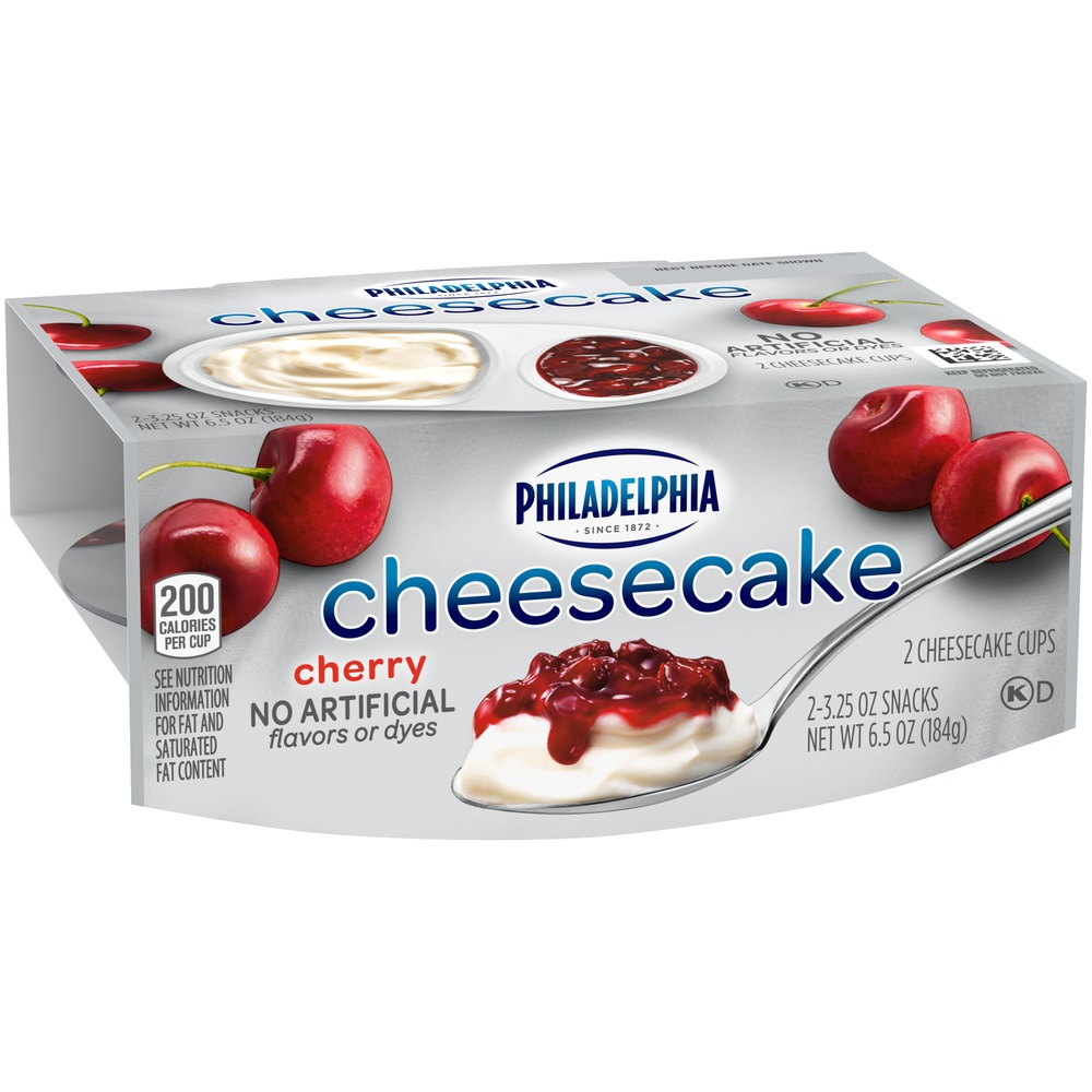 slide 4 of 8, Philadelphia Cherry Cheesecake Refrigerated Snack Cups, 2 ct; 3.25 oz