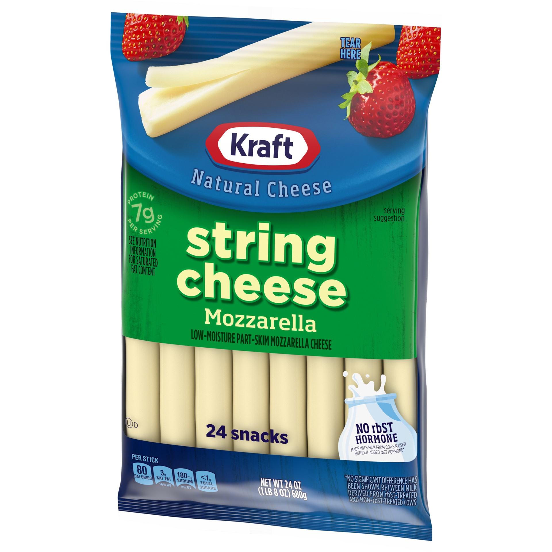 slide 5 of 8, Kraft String Cheese Mozzarella Cheese Snacks, 24 ct Sticks, 24 ct