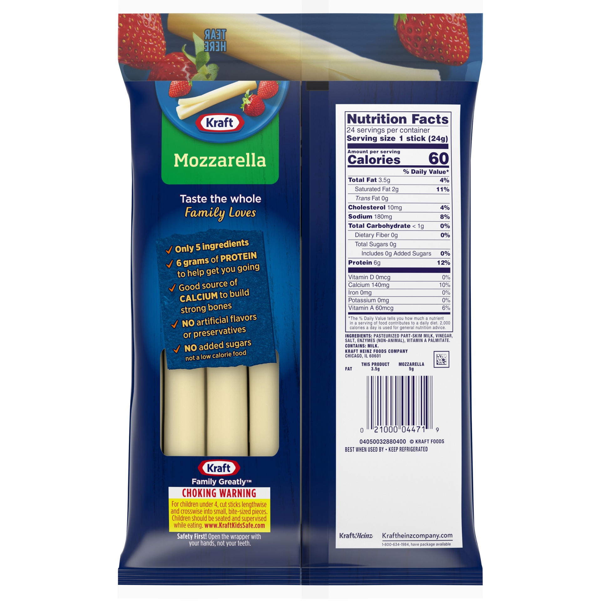 slide 2 of 6, Kraft String Cheese Mozzarella Cheese Snacks with 2% Milk, 24 ct Sticks, 24 ct