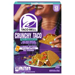 Taco Bell Crunchy Taco Cravings Kit with 12 Crunchy Taco Shells, Taco Bell Mild Sauce & Seasoning, 8.85 oz Box