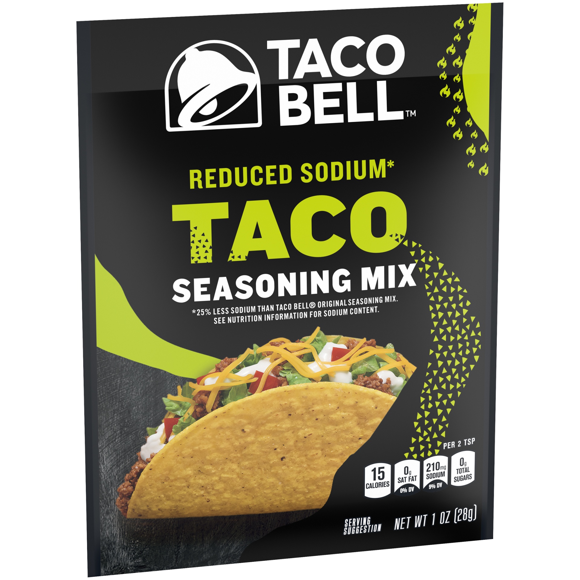 slide 6 of 6, Taco Bell Reduced Sodium Taco Seasoning Mix with 25% Less Sodium, 1 oz Packet, 1 oz