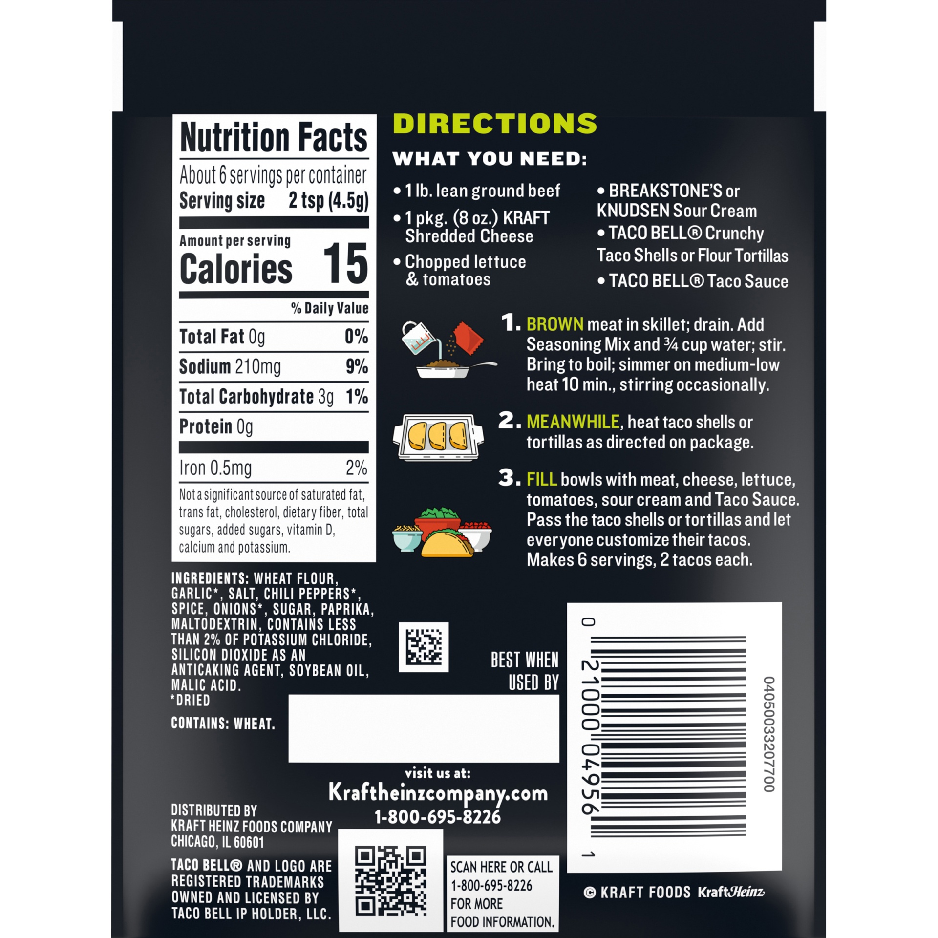 slide 2 of 6, Taco Bell Reduced Sodium Taco Seasoning Mix with 25% Less Sodium, 1 oz Packet, 1 oz