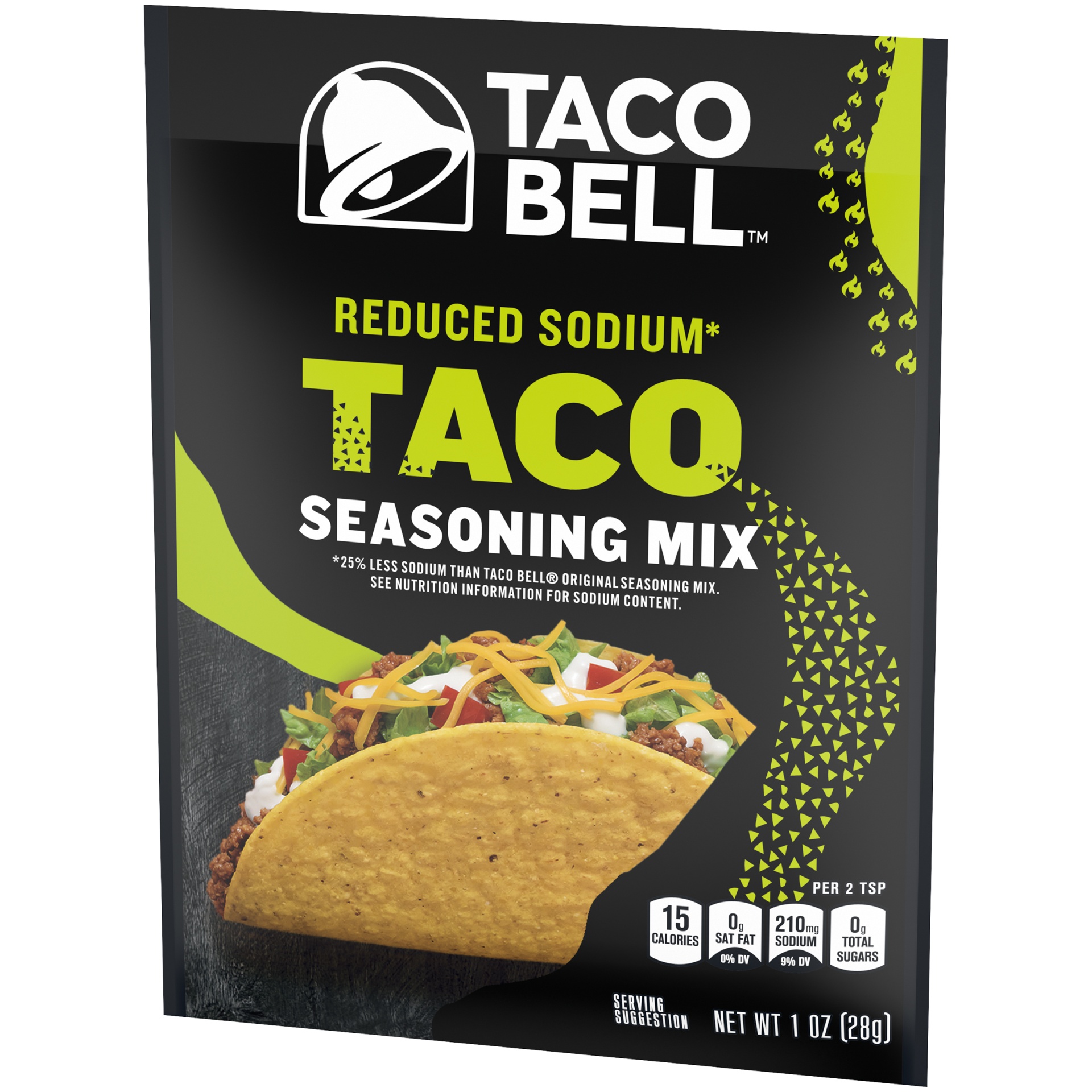 slide 3 of 6, Taco Bell Reduced Sodium Taco Seasoning Mix with 25% Less Sodium, 1 oz Packet, 1 oz